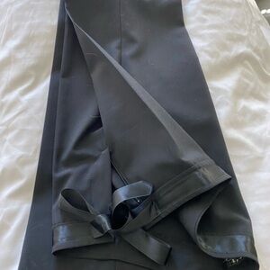 Elegant Black Satin Trim Pants